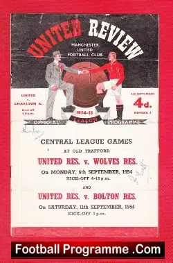 Manchester United v Charlton Athletic 1954 – Signed Matt Busby