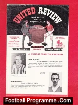 Manchester United v Exeter City 1960 - 1st LC Lowest Attendance - football programme