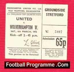 Manchester United v Wolves 1976 – Football Ticket