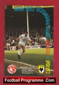 Mark Rees Testimonial Benefit Match Walsall 1989 - football programme