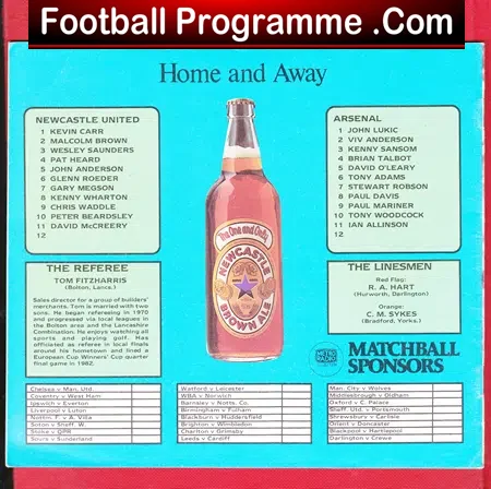 Newcastle United v Arsenal 1984 - Multi Autographed Signed