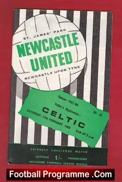 Newcastle United v Glasgow Celtic 1968