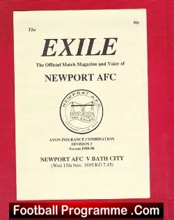 Newport AFC v Bath City 1995 – Reserves Match
