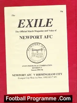 Newport AFC v Birmingham City 1995 – Reserves Match