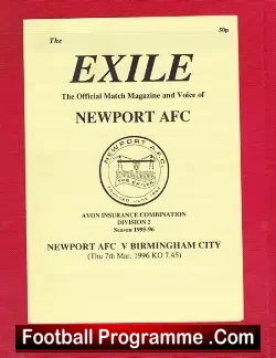 Newport AFC v Birmingham City 1996 – Reserves Match