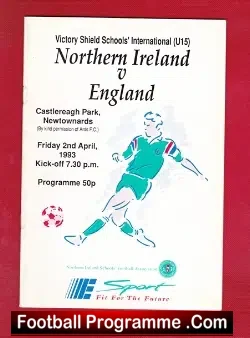 Northern Ireland v England 1993 - Schools International - football programme