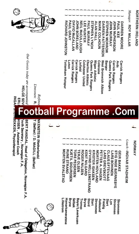 Northern Ireland v Norway 1987 - Youth International