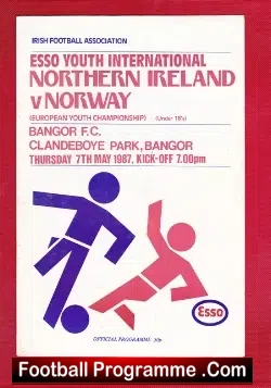 Northern Ireland v Norway 1987 - Youth International - football programme