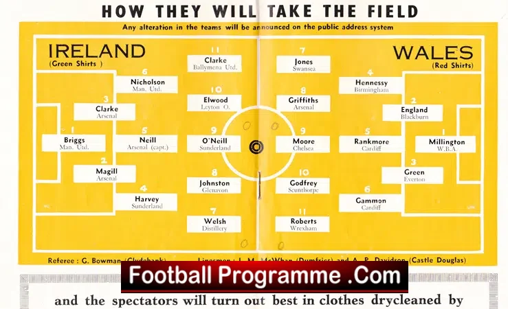 Northern Ireland v Wales 1962 – Under 23 Belfast U23