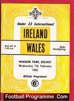 Northern Ireland v Wales 1962 – Under 23 Belfast U23