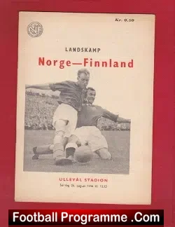 Norway v Finland 1956 - Nordic Tournament - football programme