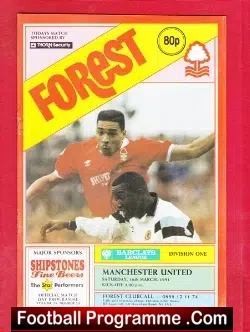 Nottingham Forest v Manchester United 1991 - football programme