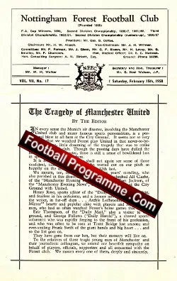 Nottingham Forest v Tottenham 1958 – Munich Tribute