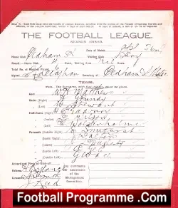 Oldham Athletic v Bury 1919 – Football League Team Sheet