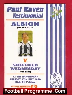 Paul Raven Testimonial Benefit Match West Bromwich Albion 1999 - football programme