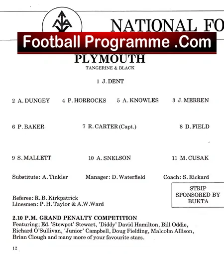 Plymouth Argyle v Sheffield United 1974 – Youth Cup Final + Tick