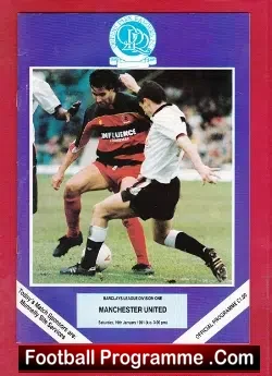Queens Park Rangers v Manchester United 1991 - QPR - football programme