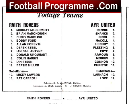 Raith Rovers v Ayr United 1980 – Multi Autographed Signed
