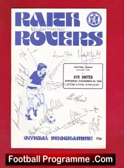 Raith Rovers v Ayr United 1980 – Multi Autographed Signed