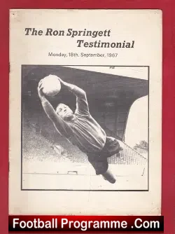 Ron Springett Testimonial Benefit Match Sheffield Wednesday 1967 - football programme