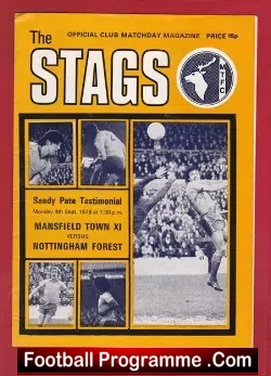 Sandy Pate Testimonial Benefit Match Mansfield Town 1978 - football programme
