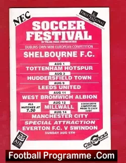 Shelbourne v Tottenham 1990 Tournament + WBA + Leeds
