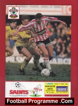 Southampton v Manchester United 1991 - Neil Whitworth Debut - football programme