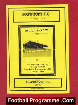 Southport v Blackmoor HF 1997 - Youth Match - football programme