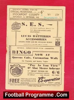 Southport v Stockport County 1962 - to clear - football programme