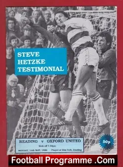 Steve Hetzke Football Testimonial Benefit Reading FC 1984 - football programme