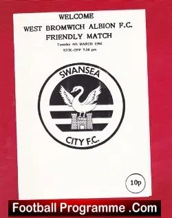 Swansea City v WBA 1986 - Friendly - football programme