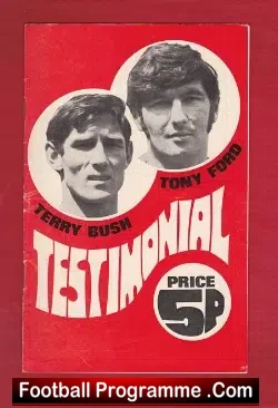 Terry Bush + Tony Ford Testimonial Benefit Bristol City 1971 - football programme