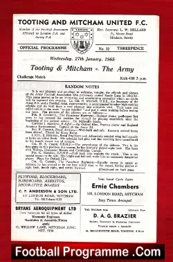 Tooting Mitcham United v The Army 1965