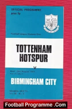 Tottenham Hotspur v Birmingham City 1972