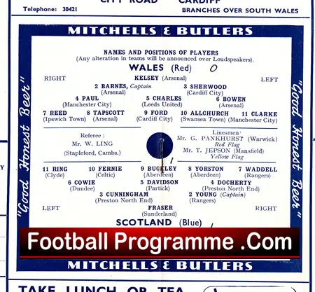 Wales v Scotland 1954 – at Cardiff
