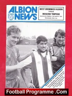 West Bromwich Albion v Torpedo Moscow 1986 - Friendly - football programme