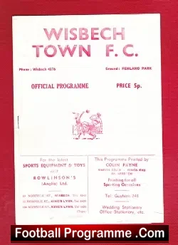 Wisbech Town v Bury 1977 - football programme