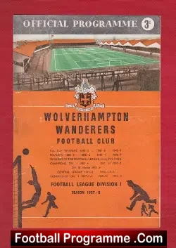 Wolves Wolverhampton v Leeds United 1958 - Special - football programme