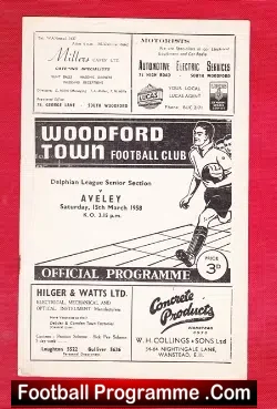 Woodford Town v Aveley 1958 - football programme