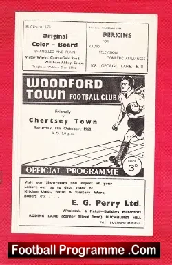 Woodford Town v Chertsey Town 1960 - football programme