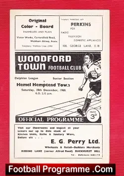 Woodford Town v Hemel Hempstead Town 1960