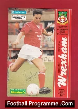 Wrexham v Peterborough United 1990 - Multi Autographed Signed - football programme