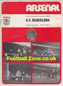 George Armstrong Testimonial Benefit Arsenal v Barcelona 1974