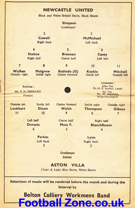 Newcastle United v Aston Villa 1952