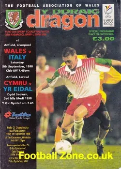 Wales v Italy 1998 – at Liverpool – Euro 2000 Qualifying