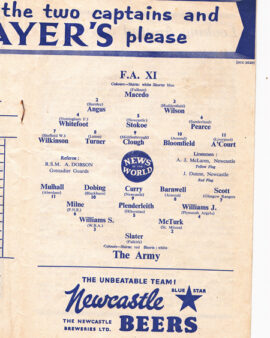 Army v FA X1 1958 – at Newcastle + Brian Clough