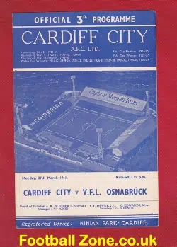 Cardiff City v VFL Osnabruck 1961 – German Team