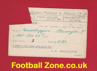 Blackburn Rovers Football Club Player Selection Postcard 1923