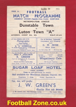 Dunstable Town v Luton Town 1952 – Met League