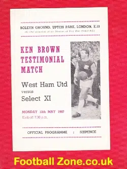 Ken Brown Testimonial Benefit West Ham United 1967